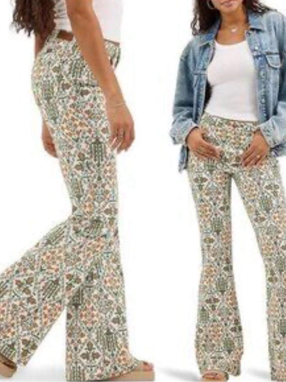 Wrangler High Rise Fierce Flare Jeans Floral Cross Stitch Print 8/ 29x32 NWT